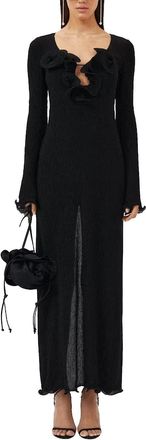 Generic Womens V Neck Sexy Skinny Dress Solid Color Long Sleeve Back Slit Maxi Dress Casual Cut Out Party Beach Dress (Black,Small)