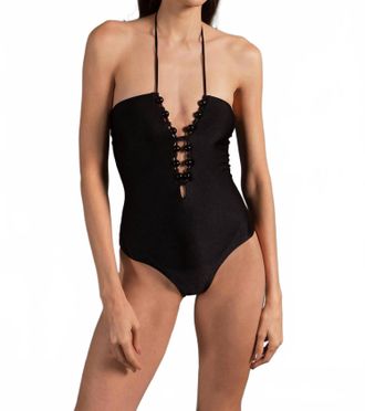 Adriana Degreas Golden Age Solid Halterneck Swimsuit In Black