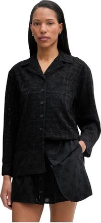 Isabelle Blanche Geborduurd Katoenen Shirt - Dames - Overhemden - Zwart - XS - Katoen - Overhemden