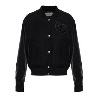 Off-white Jassen, Dames, Zwart, XS, Leer, Ge&iuml;soleerde Bomberjack