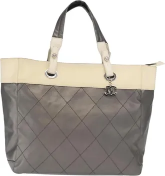 Chanel Pre-owned Tote Bags, female, Gray, Size: ONE SIZE Pre-owned Vintage Quilted Tote Bag