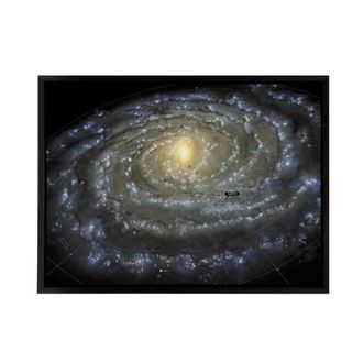 Artery8 Space Map Milky Way Galaxy Spiral Framed Canvas Wall Art Print in Black | Size: W24 x H32