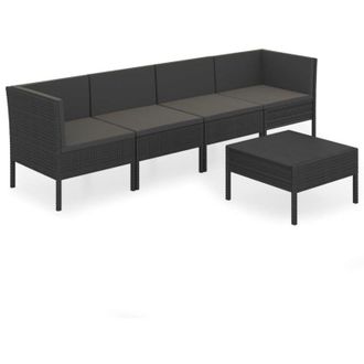 vidaXL 5 Pcs Garden Lounge Set Con Coj&iacute;n De Empuje De Terciopelo