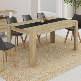 IDMarket Georgia Mesa De Comedor Para 8 En Imitaci&oacute;n Haya Y Negro 160 X 90 Cm