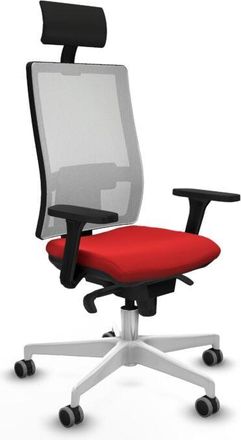 Piqueras y Crespo Piqueras Y Crespo - Horna sincro malla blanca similpiel rojo brazos 3D base blanca cabecero fijo ruedas 65mm engomadas