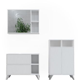 Vicco Set di mobili da bagno Leano, Bianco, 80 cm, set 2