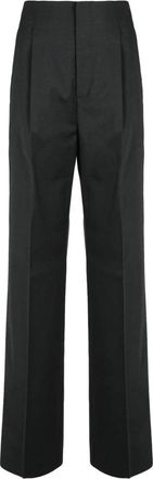 Alberta Ferretti Pliss&egrave; Wijde-pijpen Broek van Wol - Dames - Wijde Broeken - Zwart - M - Wol - Broeken