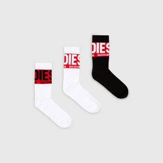 Diesel Three-pack of socks with logo cuffs - Socks - Man - Multicolor