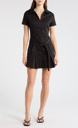 Desigual Short Sleeve Belted Cotton Blend Minidress in Anthracite Gray at Nordstrom Rack, Size X-Large