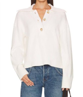 Free People Trading Up Polo Sweater In Ivory