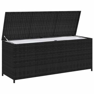 Berkfield Home Garden Storage Box Black 150x50x60 cm Poly Rattan | Size: 150 x 50 x 60 cm