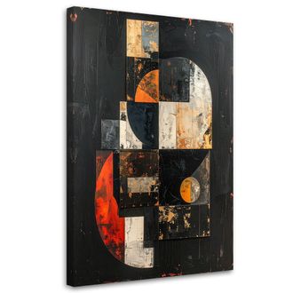 Feeby Cuadro En Lienzo, Abstracci&oacute;n Geom&eacute;trica En Negro Estilo Glamour, 80x120