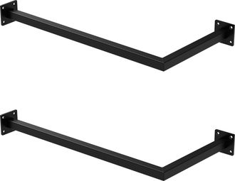 ML Design Ml-design Set 2x Percheros De Pared Para Esquina 60 X 30 Cm De Acero Inoxidable Negro Forma De L Para Vestidor Armario Ba&ntilde;o O Cocina Barra De Almacena