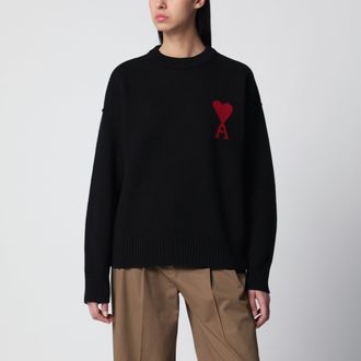 Ami Black Ami de Coeur virgin wool sweater