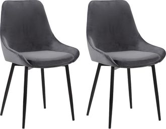Vente-Unique Lote de 2 sillas MASURIE - Terciopelo - Gris