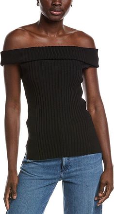 Ganni Melange Knit Off Shoulder Top
