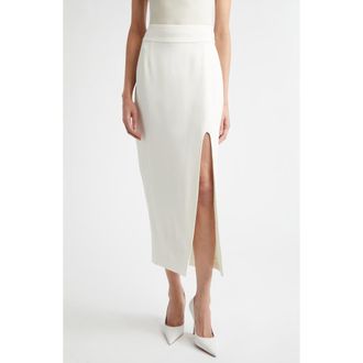 Victoria Beckham Front Slit Midi Skirt in Ivory at Nordstrom, Size 6 Us