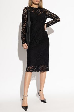 Dolce & Gabbana Lace Dress With Long Sleeves, Womens, Black