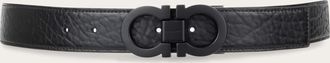 Ferragamo Men Reversible and adjustable Gancini belt Black