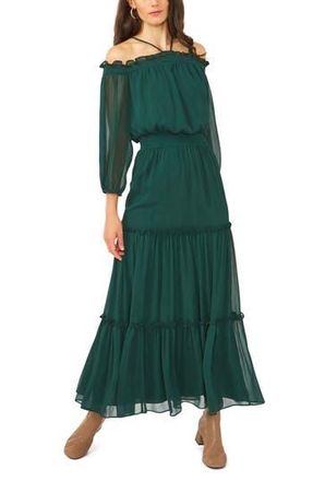 1.State Halter Long Sleeve Maxi Dress in Pine Green at Nordstrom Rack, Size Small