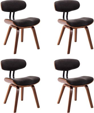 vidaXL Sillas De Comedor 4 Pcs Madera Curva Y Tela Gris