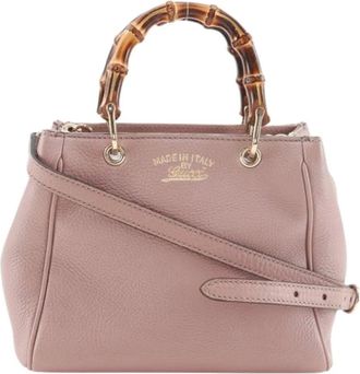 Gucci Pre-owned Handbags, female, Pink, Size: ONE SIZE Pre-owned Bamboo Mini Shopper Calf 2way Bag