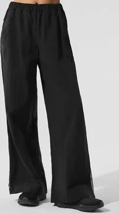 Alo | High-Waist Origin Wide Leg Track Pants in Black, Size: Medium