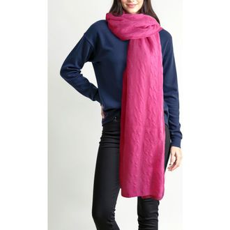 Portolano Cashmere Cable Knit Scarf in Fuschia at Nordstrom Rack