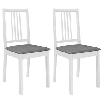 vidaXL Vidaxl - Sillas De Comedor Con Cojines Madera Maciza Blanca 2 Unidades