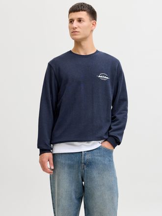 Jack & Jones Sweatshirt JACK & JONES JJBRANDON SWEAT CREW NECK, Herren, Gr. XXL, navy blazer, angeraute Sweatware, Obermaterial: 65% Polyester, 35% Baumwolle, bedr