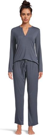 Natori Feathers Essentials Long Sleeve Pj Set Womens Pajama Sets Navy : L (Womens 14-16), Spandex/Viscose