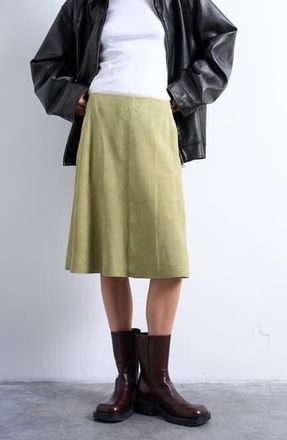 Topshop Paneled Suede Skirt in Medium Green at Nordstrom Rack, Size 10 Us (Fits Like 10-12)