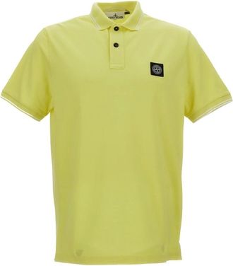 Stone Island Polo Shirts, male, Yellow, Size: M Cotton-piqu&eacute; Polo Shirt