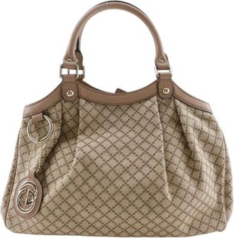 Gucci Pre-owned Handbags, female, Beige, Size: ONE SIZE Pre-owned Canvas handbags