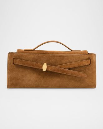 Veronica Beard Dash Belted Suede Clutch Bag