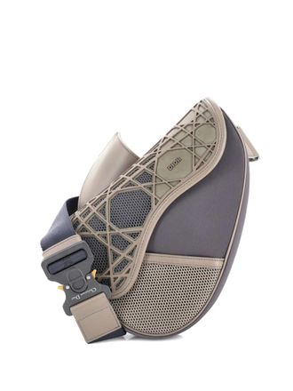 Dior Saddle Leather with Nylon and Cannage Rubber crossbody bag - women - Calf Leather/Leather/Nylon/Rubber - One Size - Grey