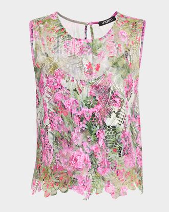 Emanuel Ungaro Printed Floral Lace Blouse