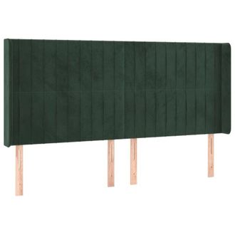 vidaXL Cabecero Con Orejas De Terciopelo Verde Oscuro 203x16x118/128cm Vidaxl