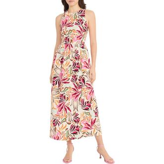 Donna Morgan Sleeveless Fit & Flare Maxi Dress in Cream/Pink at Nordstrom Rack, Size 4