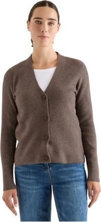 Cecil V-hals Ribgebreide Cardigan - Dames - Truien - Bruin - Maat: 2XL Zijde