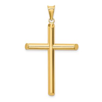 Diamond2Deal 14k Yellow Gold Polished Tube Cross Pendant