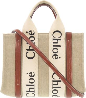 Chlo&eacute; Beige Leather Cotton Handbag Tote Bag (Pre-Owned)