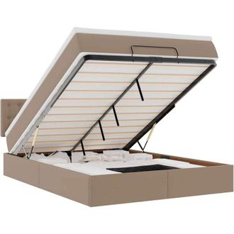 vidaXL Estructura Cama Otomana Colch&oacute;n Cuero Sint&eacute;tico Cappucino Vidaxl
