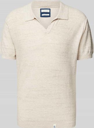 Colours & Sons Regular Fit Poloshirt mit V-Ausschnitt in Beige, Gr&ouml;&szlig;e XXL