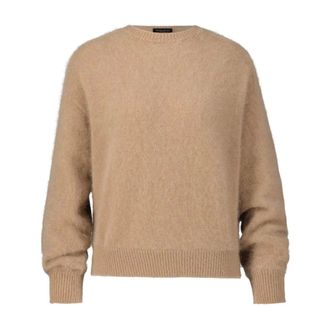 Roberto Collina Round-neck Knitwear, female, Brown, Size: XS Angora-Mix Knit Sweater