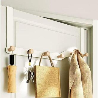 OEM Perchero De Puerta Con 6 Ganchos De Madera, Para Colocar Detr&aacute;s De La Puerta Del Ba&ntilde;o O Dormitorio (blanco Roto)