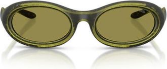 Diesel DL3011U 51mm Oval Sunglasses in Rusty Green/Black /Green at Nordstrom