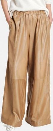 TWP Eva Side Stripe Wide Leg Leather Pants in Kelp/Bone at Nordstrom Rack, Size Small