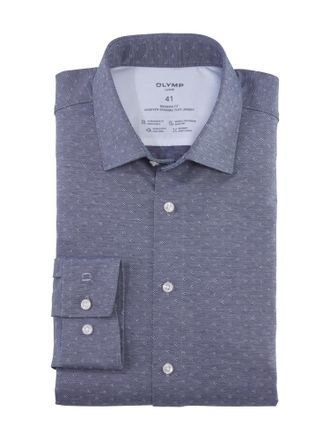 Olymp Businesshemd OLYMP Luxor 24/Seven Modern Fit, Herren, Gr. 37, N-Gr, blau (marine), Obermaterial: 92% Baumwolle, 8% Elasthan, 2-Knopf-Manschette, Hemde