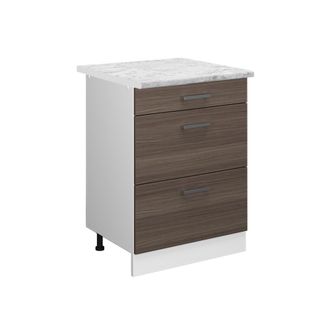 Vicco Mueble Bajo De Cocina R-line, Gris, 60 Cm Con Cajones Y Encimera